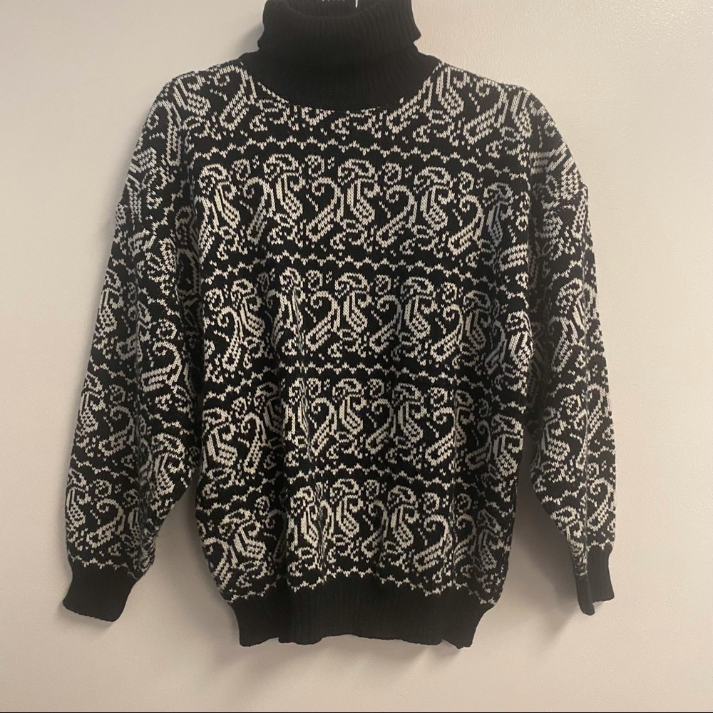 Vintage Neil Martin cozy knit sweater turtle neck balloon sleeves size large
